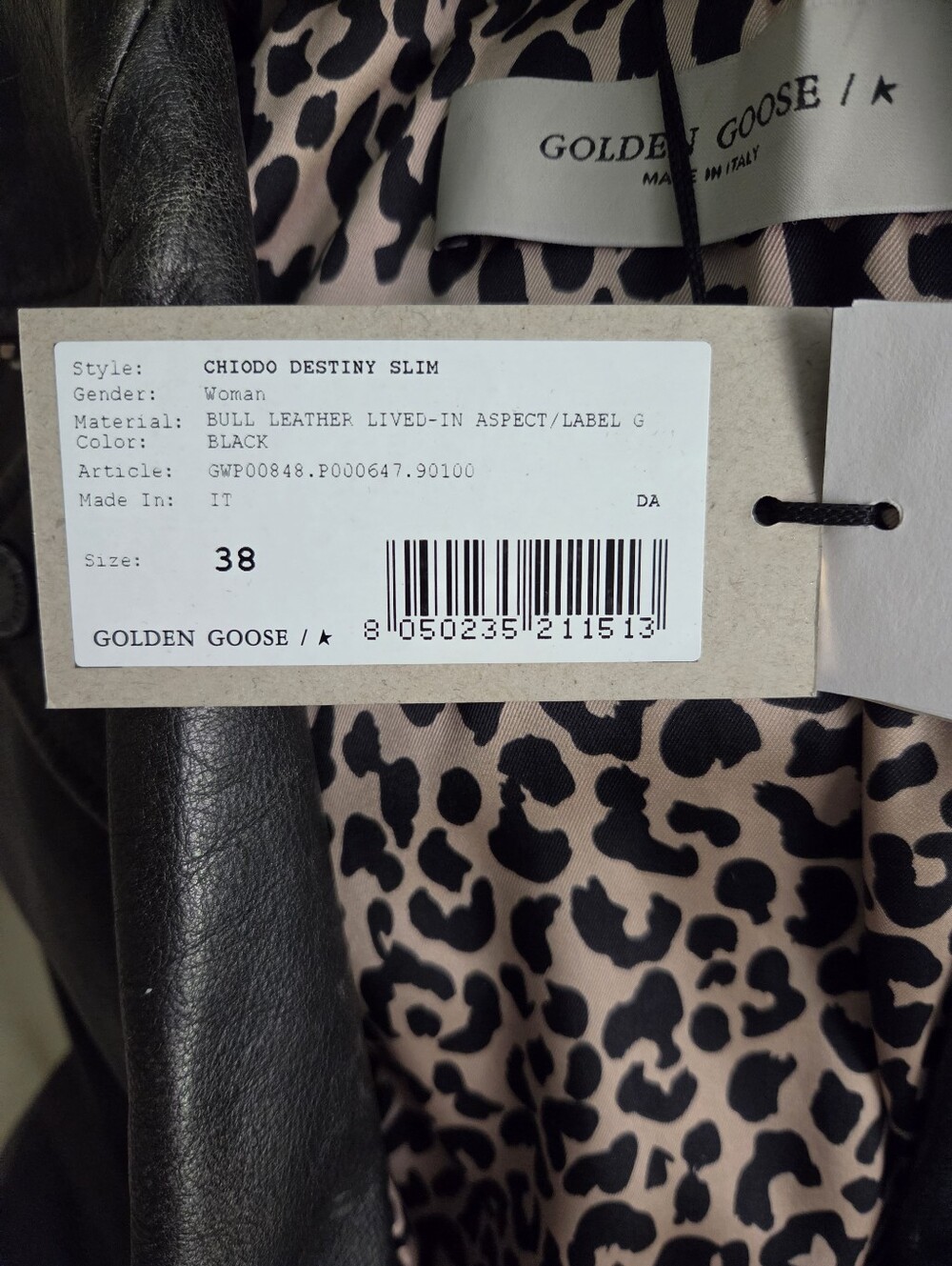 New Golden Goose Distressed Women's Black Leather Biker Jacket Size S Size 38 - Picture 5 of 9